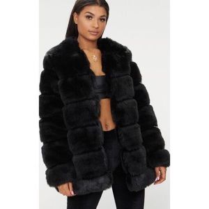 Black faux fur coat